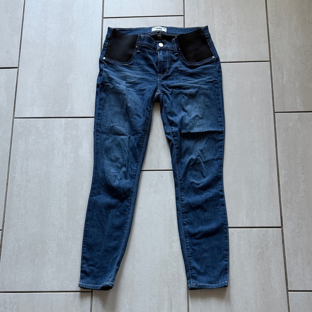 PAIGE Dark Blue Maternity Skinny Jeans